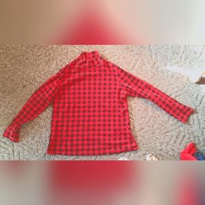 Buffalo print moc neck turtle neck long sleeve top